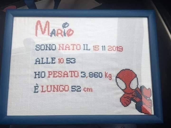 Mario
SONO NATO IL 15 11 2019
ALLE 10 53
HO PESATO 3,860 Kg
È LUNGO 52 cm