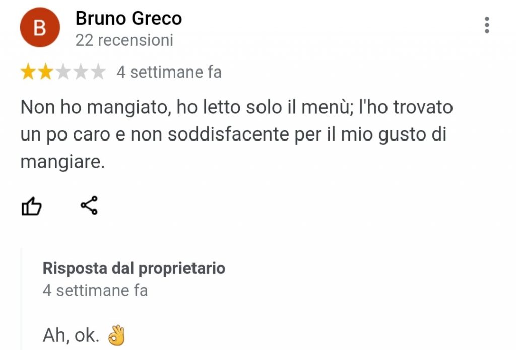 Non ho mangiato, ho letto solo il menù; l'ho trovato un po caro e non soddisfacente per il mio gusto di mangiare.