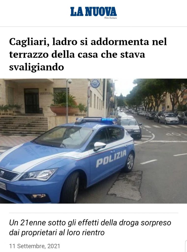 Il ladro perde i sensi durante il furto e lo ritrovano al mattino i padroni di casa riverso nel balcone