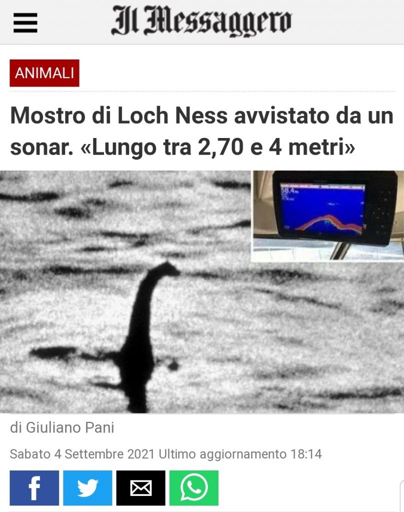 Mostro di Loch Ness avvistato da un sonar. Lungo tra 2,70 e 4 metri