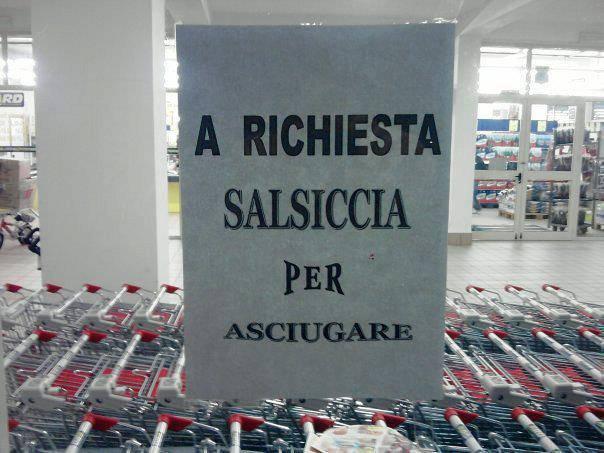 A richiesta salsiccia per asciugare