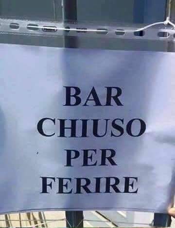 Bar chiuso per ferire