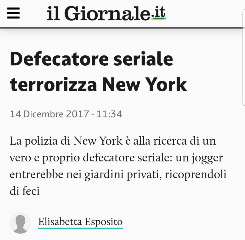 Defecatore seriale terrorizza New York