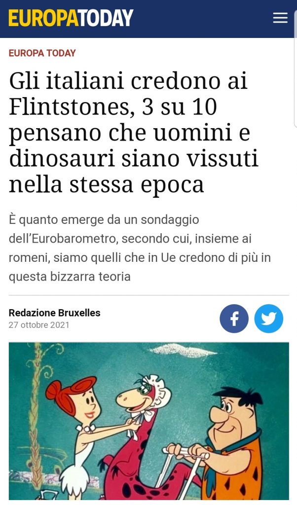 Gli italiani credono ai Flintstones, 3 su 10 pensano che uomini e dinosauri siano vissuti nella stessa epoca