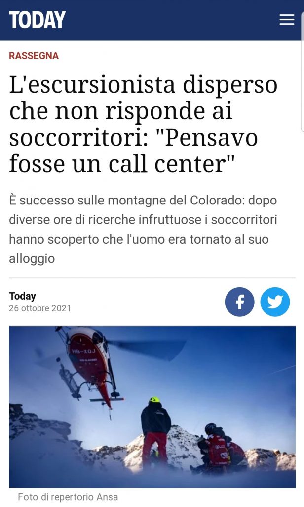 L'escursionista disperso che non risponde alle telefonate dei soccorritori: "Pensavo fosse un call center"