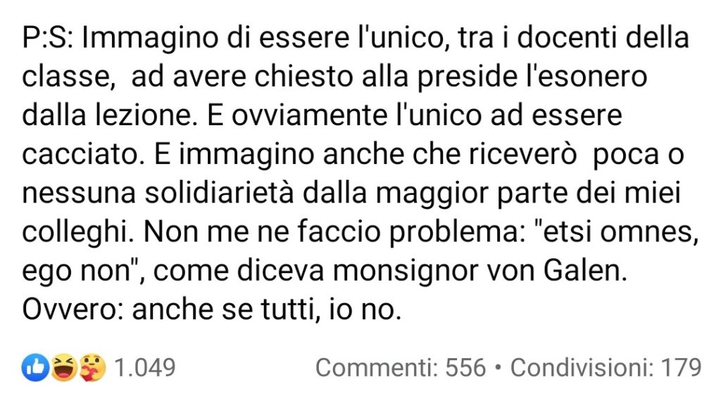 Martino Mora, il professore che discrimina, poi viene cacciato dalla scuola, quindi si sente vittima di discriminazione