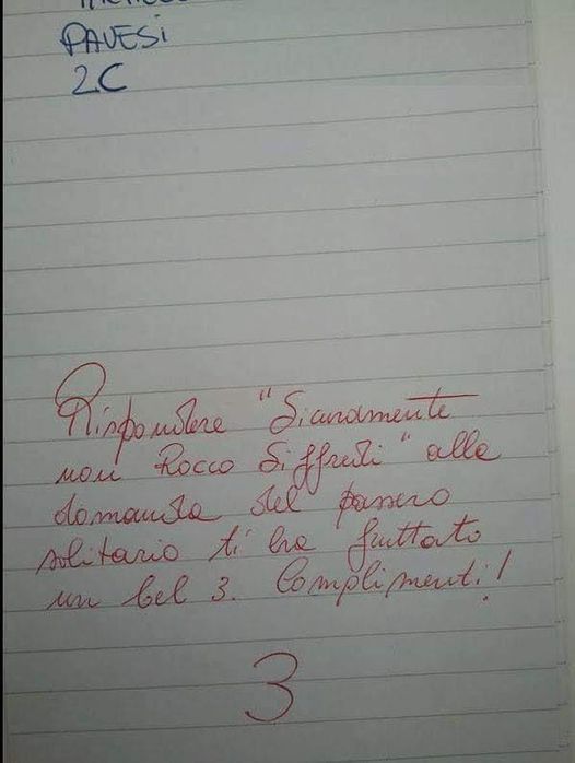 Passero solitario? Sicuramente non Rocco Siffredi

Rispondere "Sicuramente non Rocco Siffredi" alla domanda del passero solitario ti ha fruttato un bel 3. Complimenti!