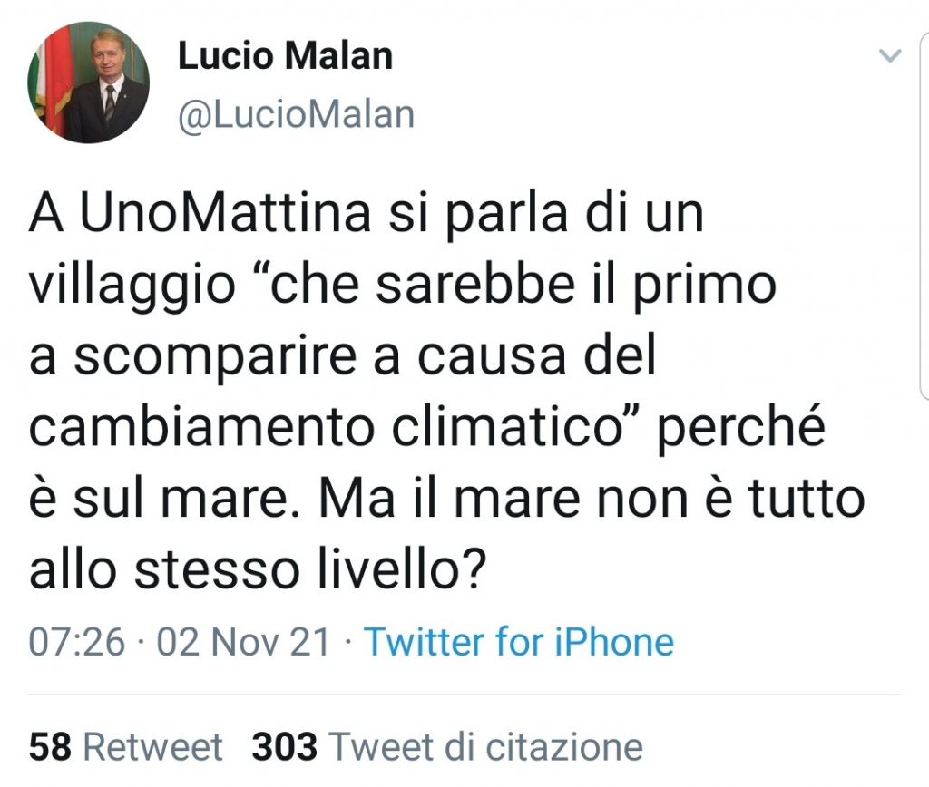 Lucio Malan: “Ma il mare non è tutto allo stesso livello?”