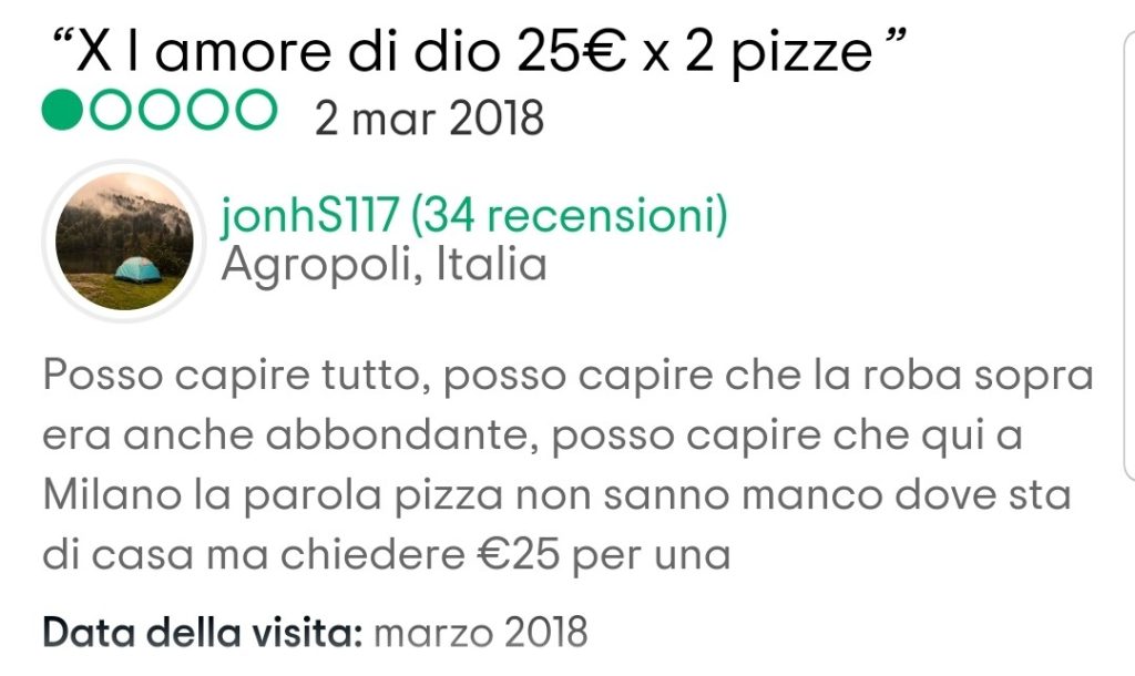 25 Euro 2 pizze: per l'amor di Dio!