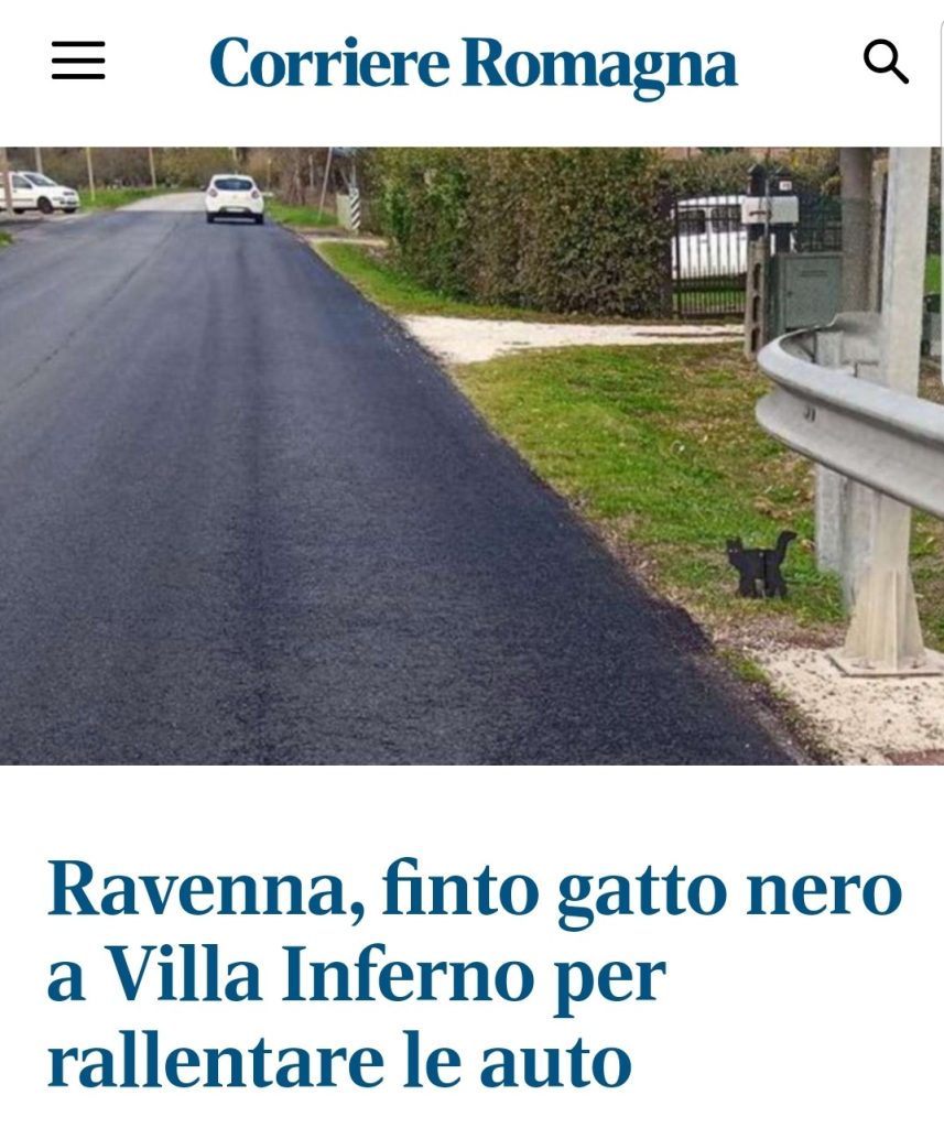 Ravenna, finto gatto nero a Villa Inferno per rallentare le auto