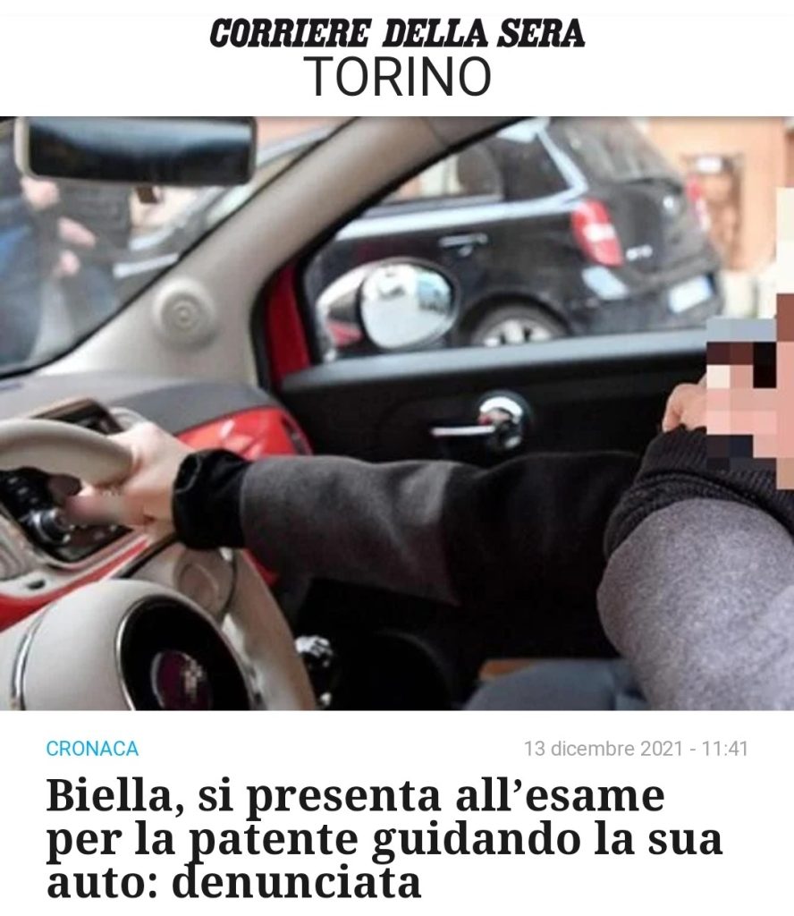 Biella, si presenta all’esame per la patente guidando la sua auto: denunciata