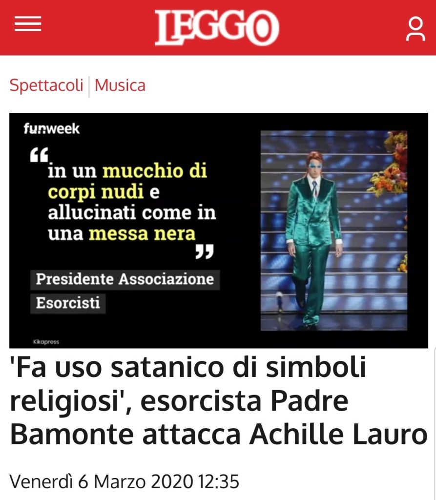 "Fa uso satanico di simboli religiosi", esorcista Padre Francesco Bamonte attacca Achille Lauro