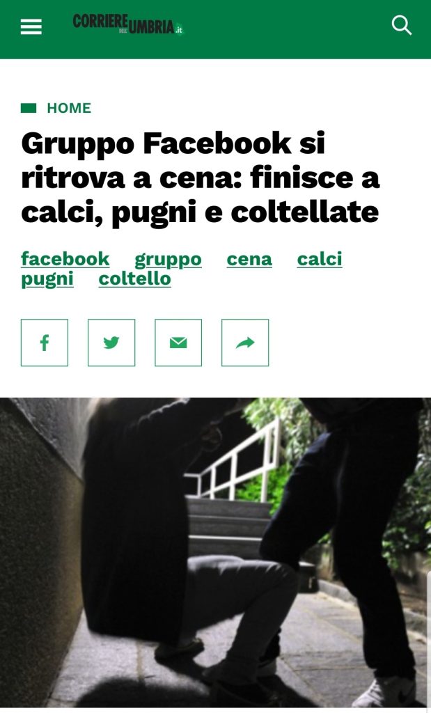 Gruppo Facebook si ritrova a cena: finisce a calci, pugni e coltellate