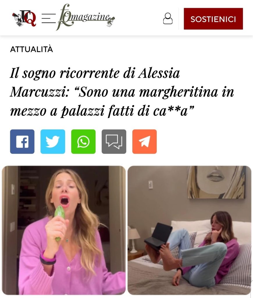 Il sogno ricorrente di Alessia Marcuzzi: “Sono una margheritina in mezzo a palazzi fatti di cacca”