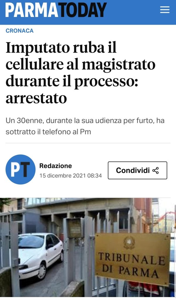 Imputato ruba il cellulare al magistrato durante il processo: arrestato