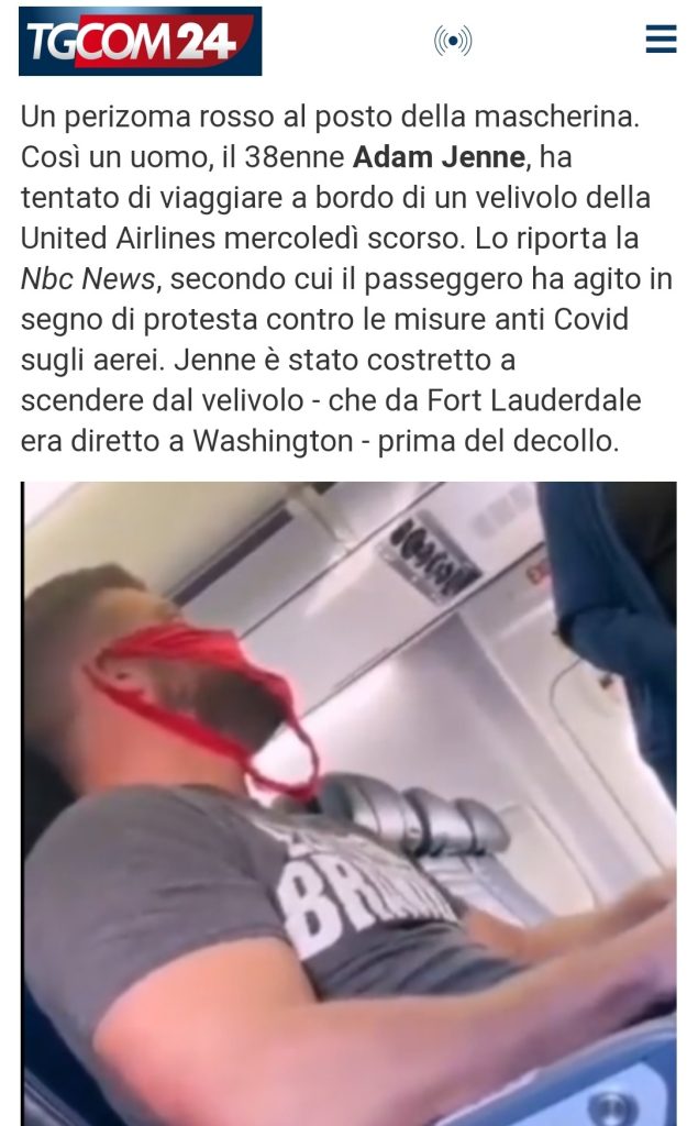 Usa, indossa un perizoma rosso al posto della mascherina: cacciato dall'aereo