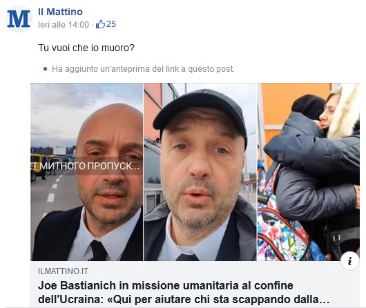 "Tu vuoi che io muoro": Joe Bastianich in missione in Ucraina secondo "Il Mattino"