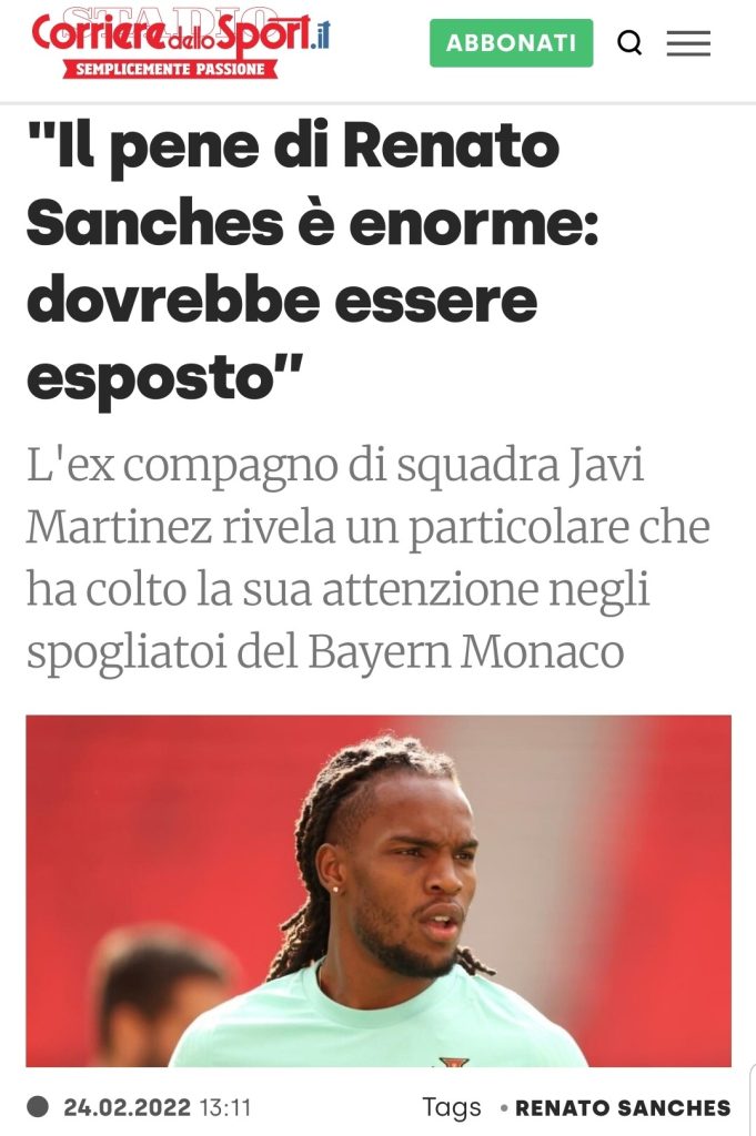 Le "folli dimensioni" del cazzo di Renato Sanches